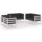 vidaXL Set Divani da Giardino 6 pz con Cuscini Legno Massello Pino vidaXL Set Divani da Giardino 6 pz con Cuscini Legno Massello Pino