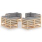 vidaXL Set Divani da Giardino 8 pz con Cuscini Legno Massello Pino vidaXL Set Divani da Giardino 8 pz con Cuscini Legno Massello Pino