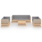 vidaXL Set Divani da Giardino 8 pz con Cuscini Legno Massello di Pino vidaXL Set Divani da Giardino 8 pz con Cuscini Legno Massello di Pino