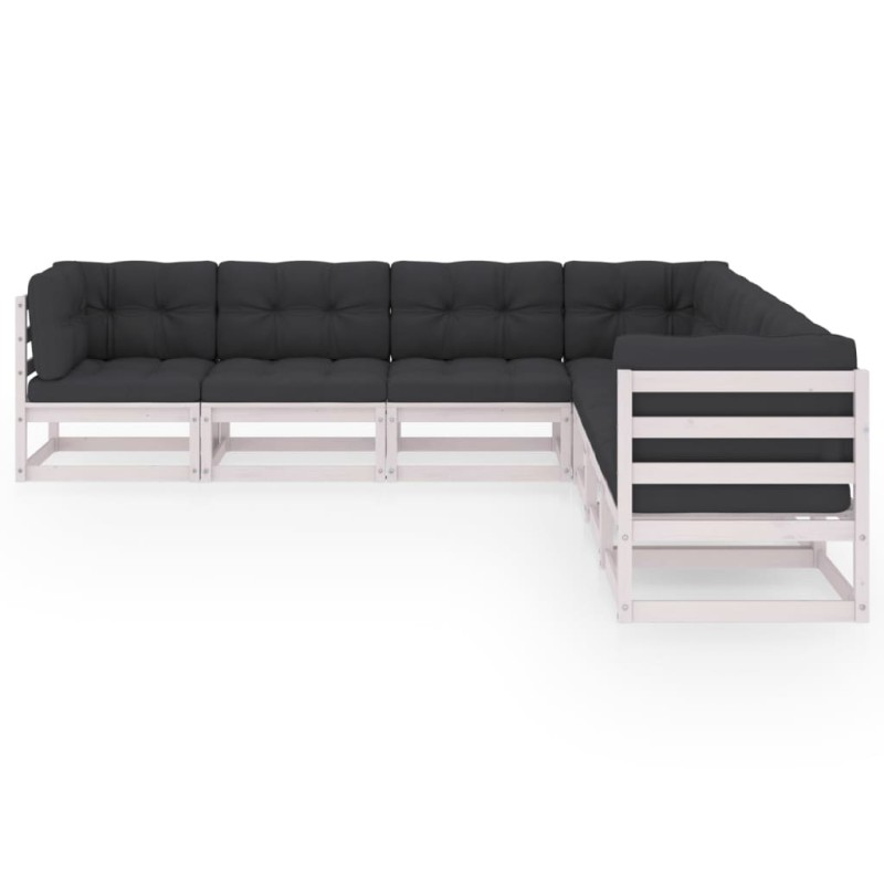 vidaXL Set Divani da Giardino 7 pz con Cuscini Legno Massello di Pino vidaXL Set Divani da Giardino 7 pz con Cuscini Legno Massello di Pino