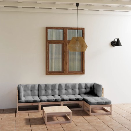 vidaXL Set Divani da Giardino 6 pz con Cuscini Legno Massello di Pino