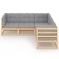 vidaXL Set Divani da Giardino 5 pz con Cuscini Legno Massello di Pino vidaXL Set Divani da Giardino 5 pz con Cuscini Legno Massello di Pino