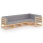 vidaXL Set Divani da Giardino 5 pz con Cuscini Legno Massello di Pino vidaXL Set Divani da Giardino 5 pz con Cuscini Legno Massello di Pino