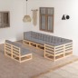 vidaXL Set Salotto Giardino 8 pz Cuscini Antracite Legno Massello Pino vidaXL Set Salotto Giardino 8 pz Cuscini Antracite Legno Massello Pino