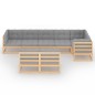 vidaXL Set Salotto Giardino 8 pz Cuscini Antracite Legno Massello Pino vidaXL Set Salotto Giardino 8 pz Cuscini Antracite Legno Massello Pino