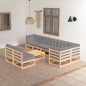 vidaXL Set Divani da Giardino 9 pz con Cuscini Legno Massello di Pino vidaXL Set Divani da Giardino 9 pz con Cuscini Legno Massello di Pino