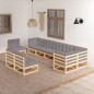 vidaXL Set Divani da Giardino 9 pz con Cuscini Legno Massello di Pino vidaXL Set Divani da Giardino 9 pz con Cuscini Legno Massello di Pino