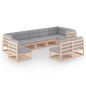 vidaXL Set Divani da Giardino 9 pz con Cuscini Legno Massello di Pino vidaXL Set Divani da Giardino 9 pz con Cuscini Legno Massello di Pino