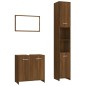 Set Mobili da Bagno 3 pz Rovere Marrone in Legno Multistrato Set Mobili da Bagno 3 pz Rovere Marrone in Legno Multistrato
