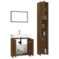 Set Mobili da Bagno 3 pz Rovere Marrone in Legno Multistrato Set Mobili da Bagno 3 pz Rovere Marrone in Legno Multistrato