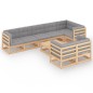 vidaXL Set Salotto Giardino 9 pz Cuscini Antracite Legno Massello Pino vidaXL Set Salotto Giardino 9 pz Cuscini Antracite Legno Massello Pino