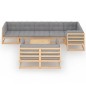 vidaXL Set Salotto Giardino 9 pz Cuscini Antracite Legno Massello Pino vidaXL Set Salotto Giardino 9 pz Cuscini Antracite Legno Massello Pino