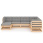 vidaXL Set Salotto Giardino 7 pz Cuscini Antracite Legno Massello Pino vidaXL Set Salotto Giardino 7 pz Cuscini Antracite Legno Massello Pino