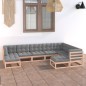 vidaXL Set Salotto Giardino 9 pz Cuscini Antracite Legno Massello Pino vidaXL Set Salotto Giardino 9 pz Cuscini Antracite Legno Massello Pino