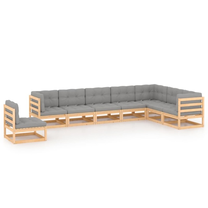 vidaXL Set Divani da Giardino 8 pz con Cuscini Legno Massello di Pino vidaXL Set Divani da Giardino 8 pz con Cuscini Legno Massello di Pino