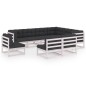 vidaXL Set Divani da Giardino 9 pz con Cuscini Massello di Pino Bianco vidaXL Set Divani da Giardino 9 pz con Cuscini Massello di Pino Bianco