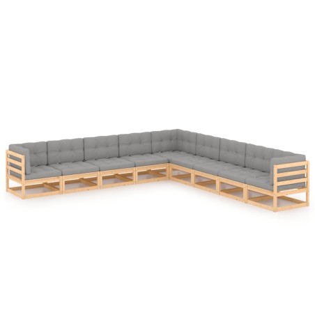 vidaXL Set Divani da Giardino 9 pz con Cuscini Legno Massello di Pino