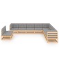 vidaXL Set Divani da Giardino 11 pz con Cuscini Legno Massello di Pino