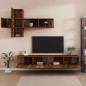 Set di Mobili Porta TV 7 pz Rovere Fumo in Legno Multistrato Set di Mobili Porta TV 7 pz Rovere Fumo in Legno Multistrato
