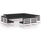 vidaXL Set Divani da Giardino 11pz con Cuscini Massello di Pino Bianco vidaXL Set Divani da Giardino 11pz con Cuscini Massello di Pino Bianco