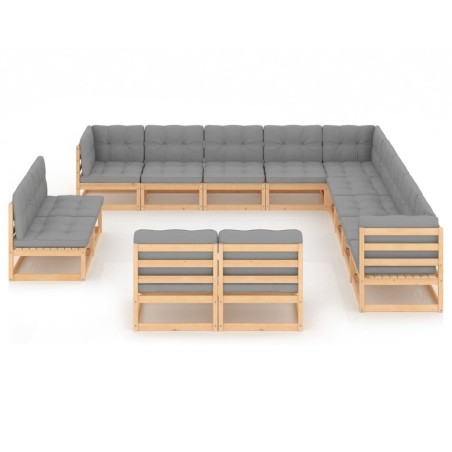 vidaXL Set Divani da Giardino 13 pz con Cuscini Legno Massello di Pino