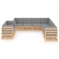 vidaXL Set Divani da Giardino 9 pz con Cuscini Legno Massello di Pino vidaXL Set Divani da Giardino 9 pz con Cuscini Legno Massello di Pino