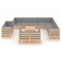 vidaXL Set Divani Giardino 13 pz con Cuscini in Legno Massello di Pino