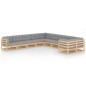 vidaXL Set Salotto Giardino 10pz Cuscini Antracite Legno Massello Pino vidaXL Set Salotto Giardino 10pz Cuscini Antracite Legno Massello Pino