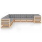 vidaXL Set Salotto Giardino 10pz Cuscini Antracite Legno Massello Pino vidaXL Set Salotto Giardino 10pz Cuscini Antracite Legno Massello Pino