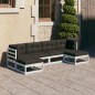 vidaXL Set Divani da Giardino 6 pz con Cuscini Massello di Pino Bianco vidaXL Set Divani da Giardino 6 pz con Cuscini Massello di Pino Bianco