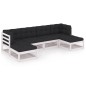 vidaXL Set Divani da Giardino 6 pz con Cuscini Massello di Pino Bianco vidaXL Set Divani da Giardino 6 pz con Cuscini Massello di Pino Bianco