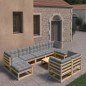 vidaXL Set Divani da Giardino 10 pz con Cuscini Legno Massello di Pino vidaXL Set Divani da Giardino 10 pz con Cuscini Legno Massello di Pino