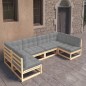 vidaXL Set Divani da Giardino 6 pz con Cuscini Legno Massello Pino