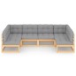 vidaXL Set Divani da Giardino 6 pz con Cuscini Legno Massello Pino