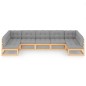 vidaXL Set Divani da Giardino 7 pz con Cuscini Legno Massello di Pino vidaXL Set Divani da Giardino 7 pz con Cuscini Legno Massello di Pino