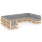 vidaXL Set Salotto Giardino 9 pz Cuscini Antracite Legno Massello Pino vidaXL Set Salotto Giardino 9 pz Cuscini Antracite Legno Massello Pino