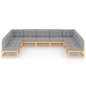 vidaXL Set Salotto Giardino 9 pz Cuscini Antracite Legno Massello Pino vidaXL Set Salotto Giardino 9 pz Cuscini Antracite Legno Massello Pino