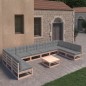 vidaXL Set Divani da Giardino 11 pz con Cuscini Legno Massello di Pino vidaXL Set Divani da Giardino 11 pz con Cuscini Legno Massello di Pino