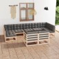 vidaXL Set Divani da Giardino 9 pz con Cuscini Legno Massello di Pino vidaXL Set Divani da Giardino 9 pz con Cuscini Legno Massello di Pino