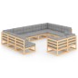 vidaXL Set Divani da Giardino 11 pz con Cuscini Legno Massello di Pino vidaXL Set Divani da Giardino 11 pz con Cuscini Legno Massello di Pino