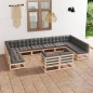 vidaXL Set Divani Giardino 12 pz con Cuscini in Legno Massello di Pino vidaXL Set Divani Giardino 12 pz con Cuscini in Legno Massello di Pino