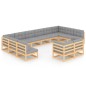 vidaXL Set Divani Giardino 12 pz con Cuscini in Legno Massello di Pino vidaXL Set Divani Giardino 12 pz con Cuscini in Legno Massello di Pino