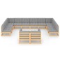 vidaXL Set Divani Giardino 12 pz con Cuscini in Legno Massello di Pino vidaXL Set Divani Giardino 12 pz con Cuscini in Legno Massello di Pino