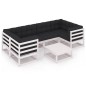 vidaXL Set Divani da Giardino 7 pz con Cuscini Massello di Pino Bianco vidaXL Set Divani da Giardino 7 pz con Cuscini Massello di Pino Bianco