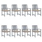 vidaXL Sedie da Giardino con Cuscini 8 pz in Massello di Acacia Grigie vidaXL Sedie da Giardino con Cuscini 8 pz in Massello di Acacia Grigie