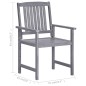 vidaXL Sedie da Giardino con Cuscini 8 pz in Massello di Acacia Grigie vidaXL Sedie da Giardino con Cuscini 8 pz in Massello di Acacia Grigie
