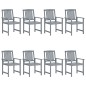 vidaXL Sedie da Giardino con Cuscini 8 pz in Massello di Acacia Grigie vidaXL Sedie da Giardino con Cuscini 8 pz in Massello di Acacia Grigie