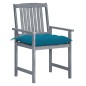 vidaXL Sedie da Giardino con Cuscini 8 pz in Massello di Acacia Grigie vidaXL Sedie da Giardino con Cuscini 8 pz in Massello di Acacia Grigie