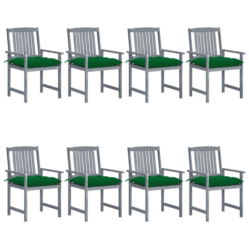 vidaXL Sedie da Giardino con Cuscini 8 pz in Massello di Acacia Grigie vidaXL Sedie da Giardino con Cuscini 8 pz in Massello di Acacia Grigie
