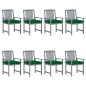 vidaXL Sedie da Giardino con Cuscini 8 pz in Massello di Acacia Grigie vidaXL Sedie da Giardino con Cuscini 8 pz in Massello di Acacia Grigie